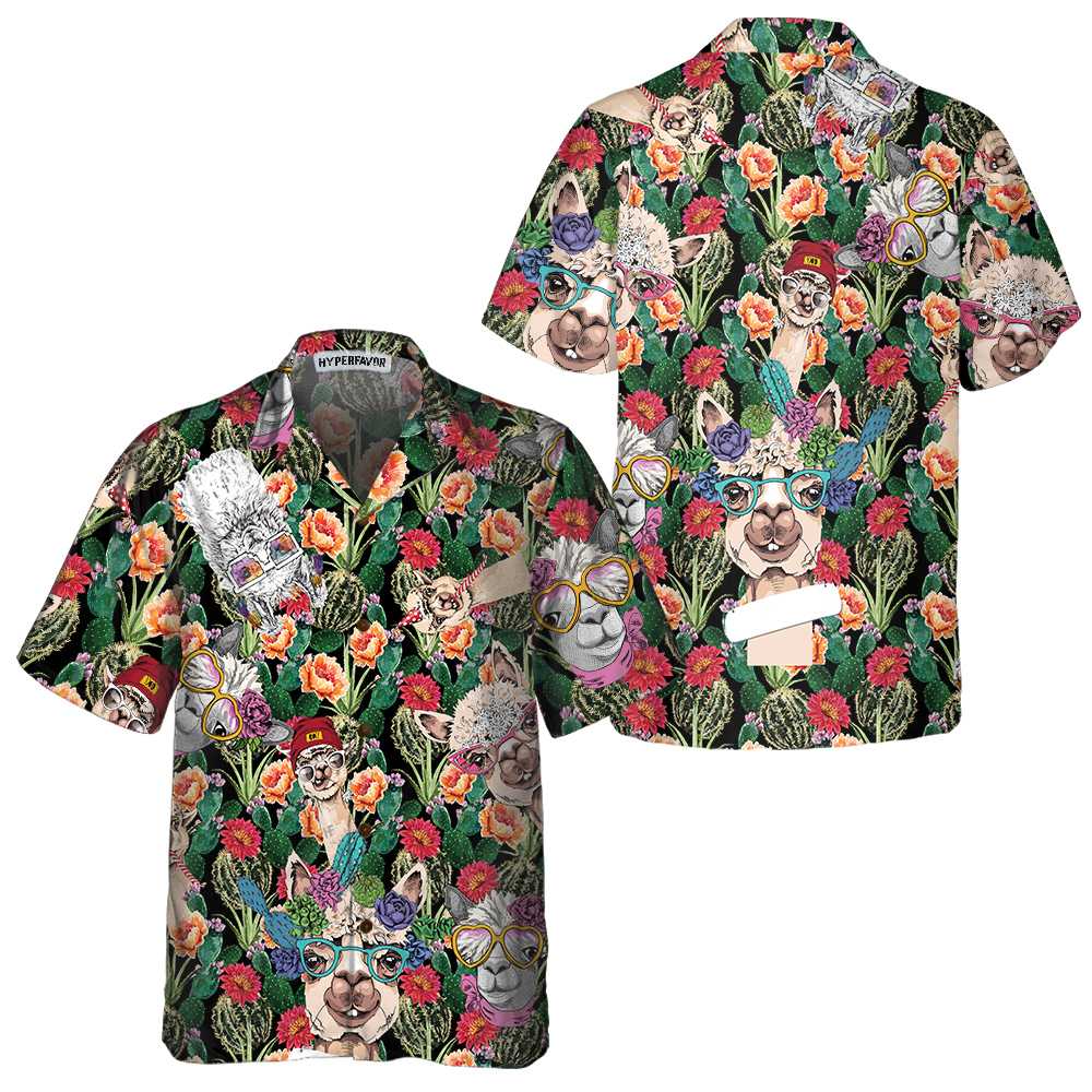 Funny Alpaca With Cactus Hawaiian Shirt, Tropical Alpaca Shirt For Men & Women