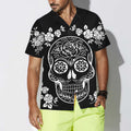 Mexican Sugar Skull Tattoo Hawaiian Shirt, Black And White Day Of The Dead Skull, Unique Day Of The Dead Gift