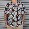 Sugar Skulls With Flowers Hawaiian Shirt, Colorful Floral Mexican Skull, Best Day Of The Dead Gift