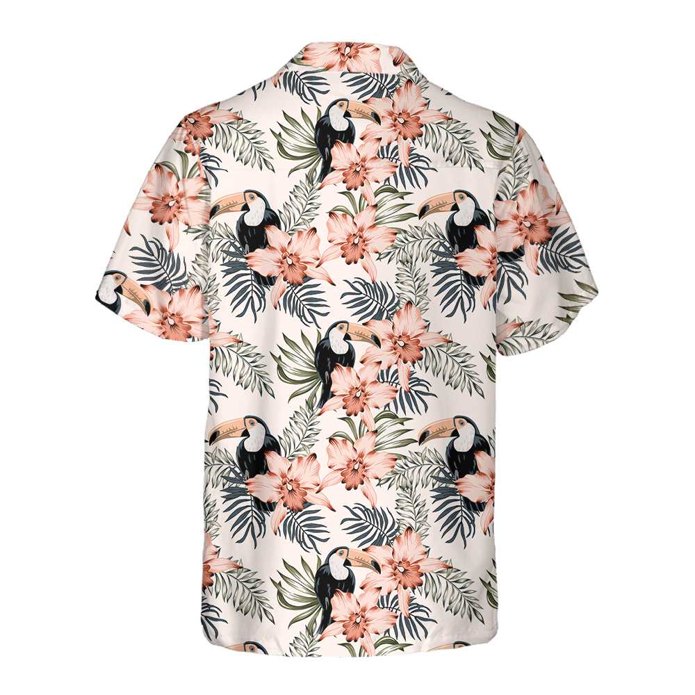 Toucan And Pink Orchid Flowers Toucan Hawaiian Shirt, Floral Toucan Shirt For Men And Women