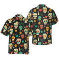 Skull Day Of The Dead Pattern Flower Hawaiian Shirt