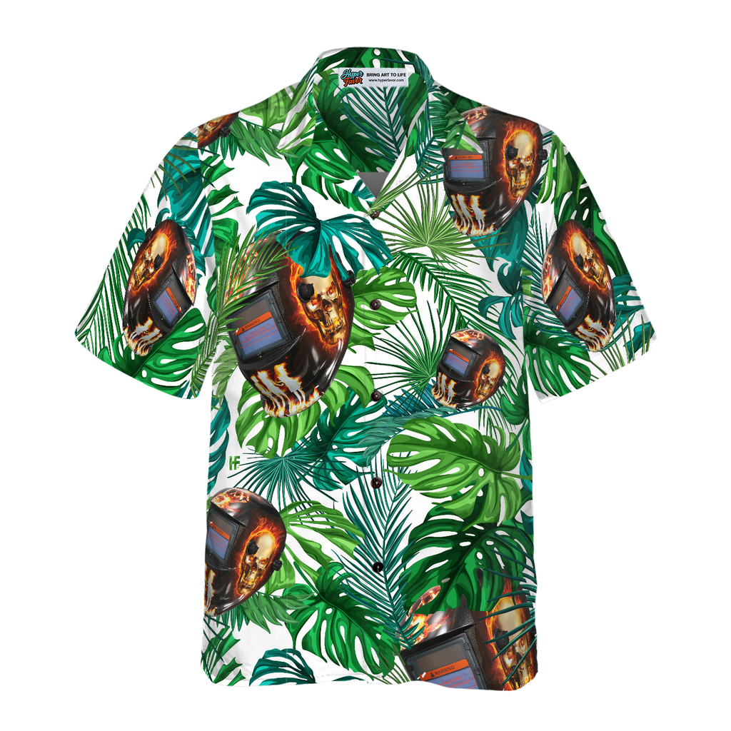 Skull Welder Helmet Tropical Hawaiian Shirt